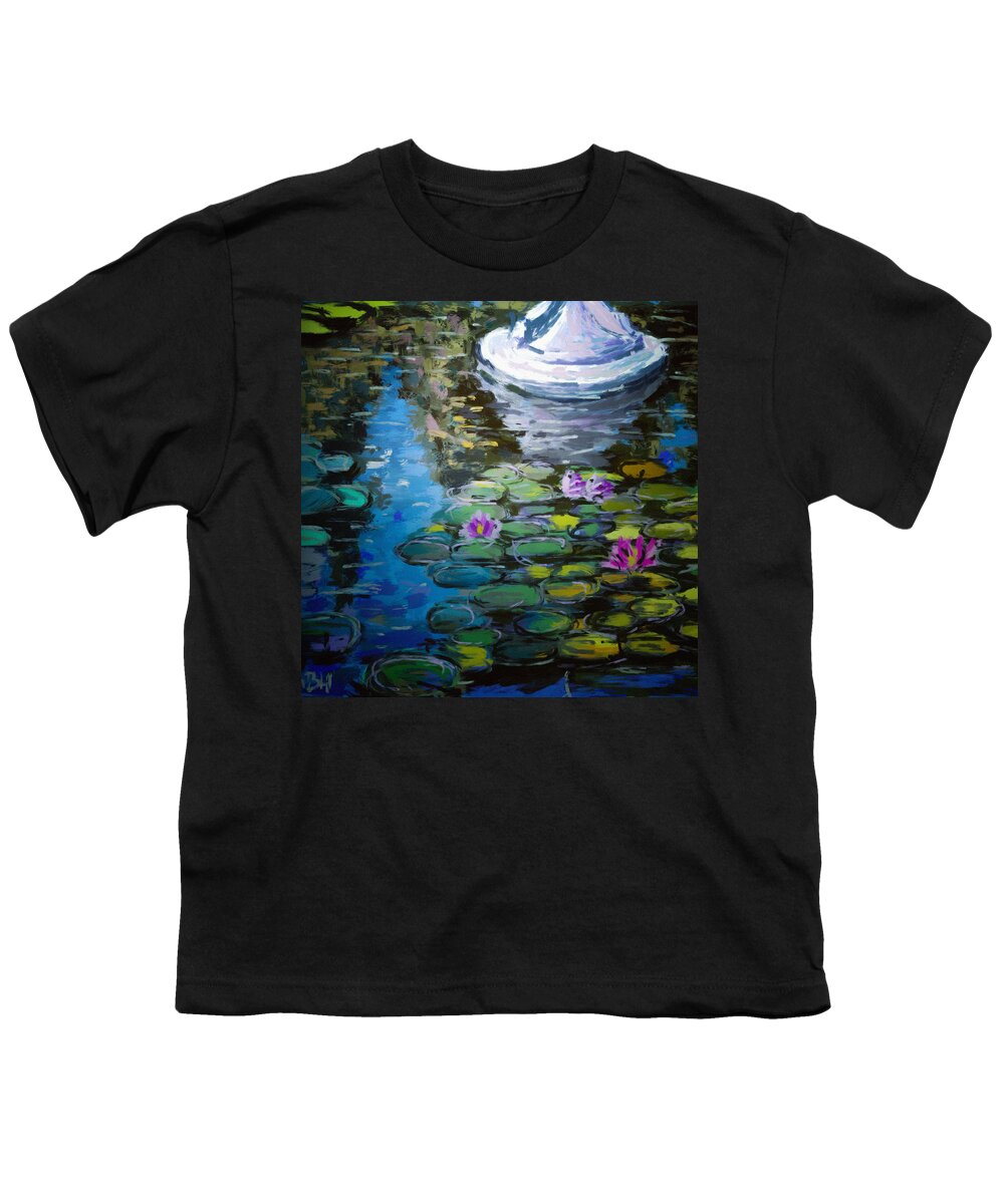 Pond Youth T-Shirt featuring the painting Pond In Monet Garden by Vit Nasonov