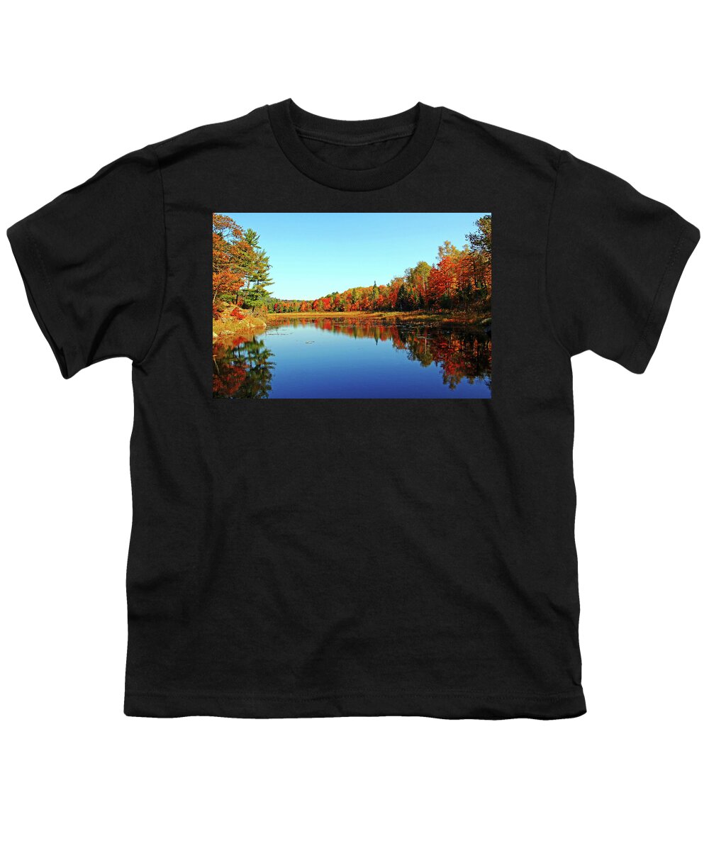 Killarney Provincial Park Youth T-Shirt featuring the photograph Pond Reflections by Debbie Oppermann