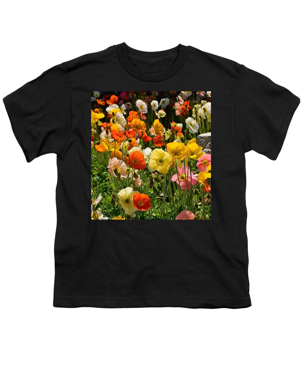 Linda Brody Youth T-Shirt featuring the photograph Poppy Garden 1 by Linda Brody