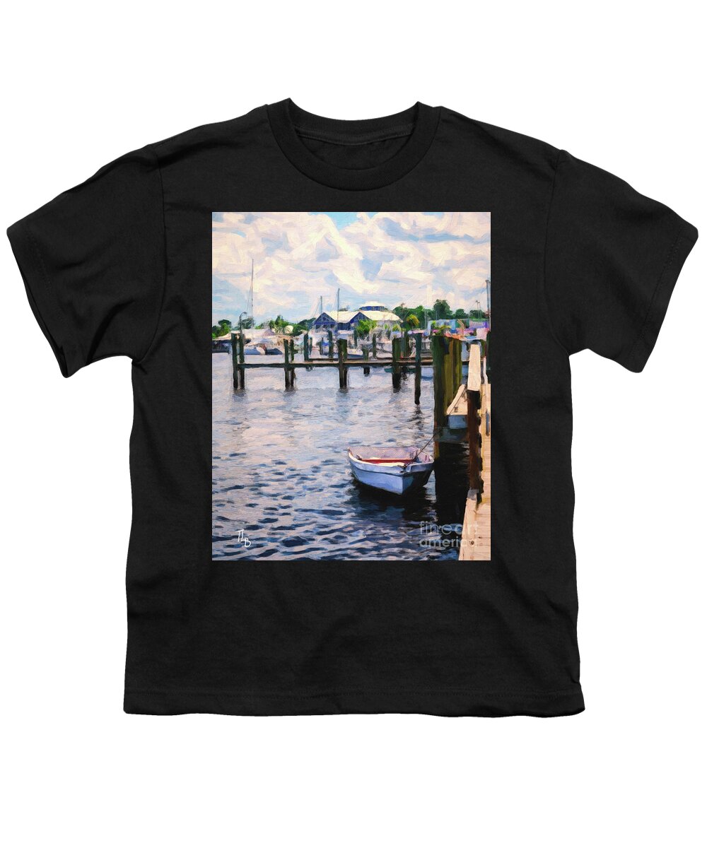 Port Salerno Youth T-Shirt featuring the painting Port Salerno by Tammy Lee Bradley