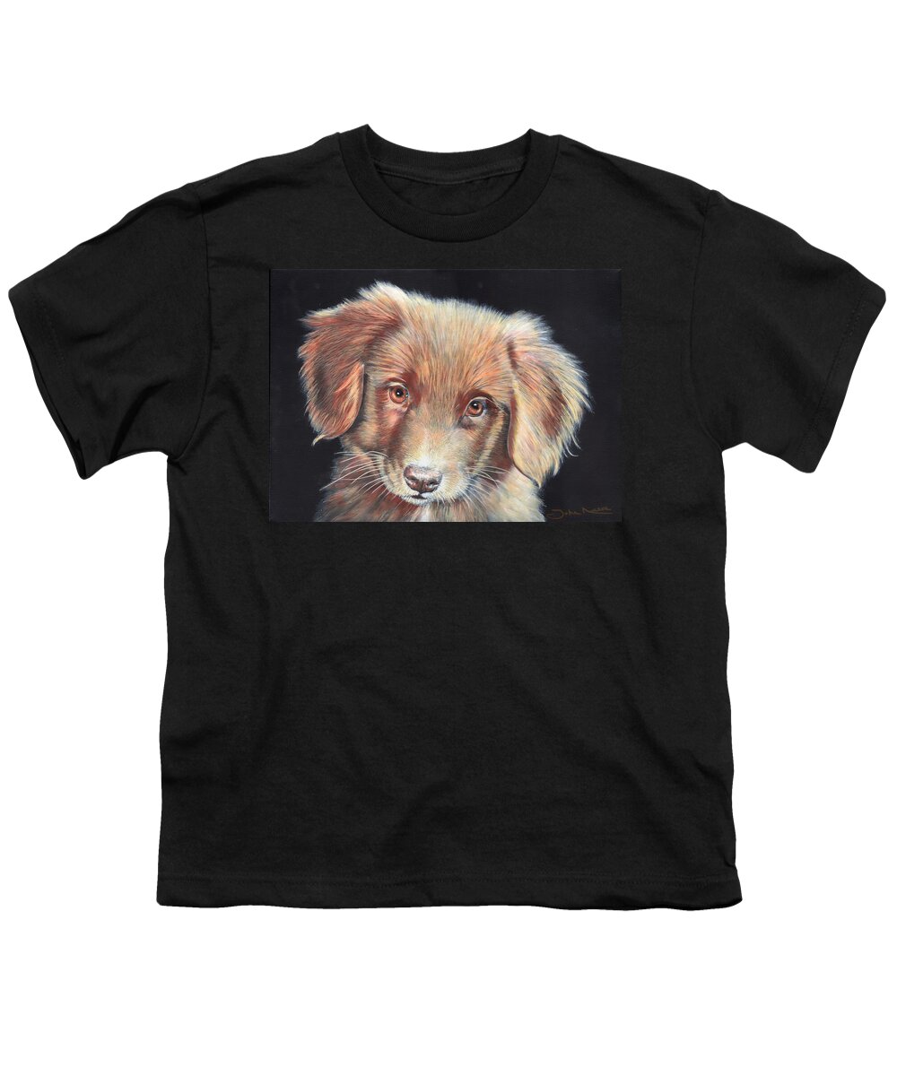 Labrador Youth T-Shirt featuring the painting Portrait of Toby by John Neeve