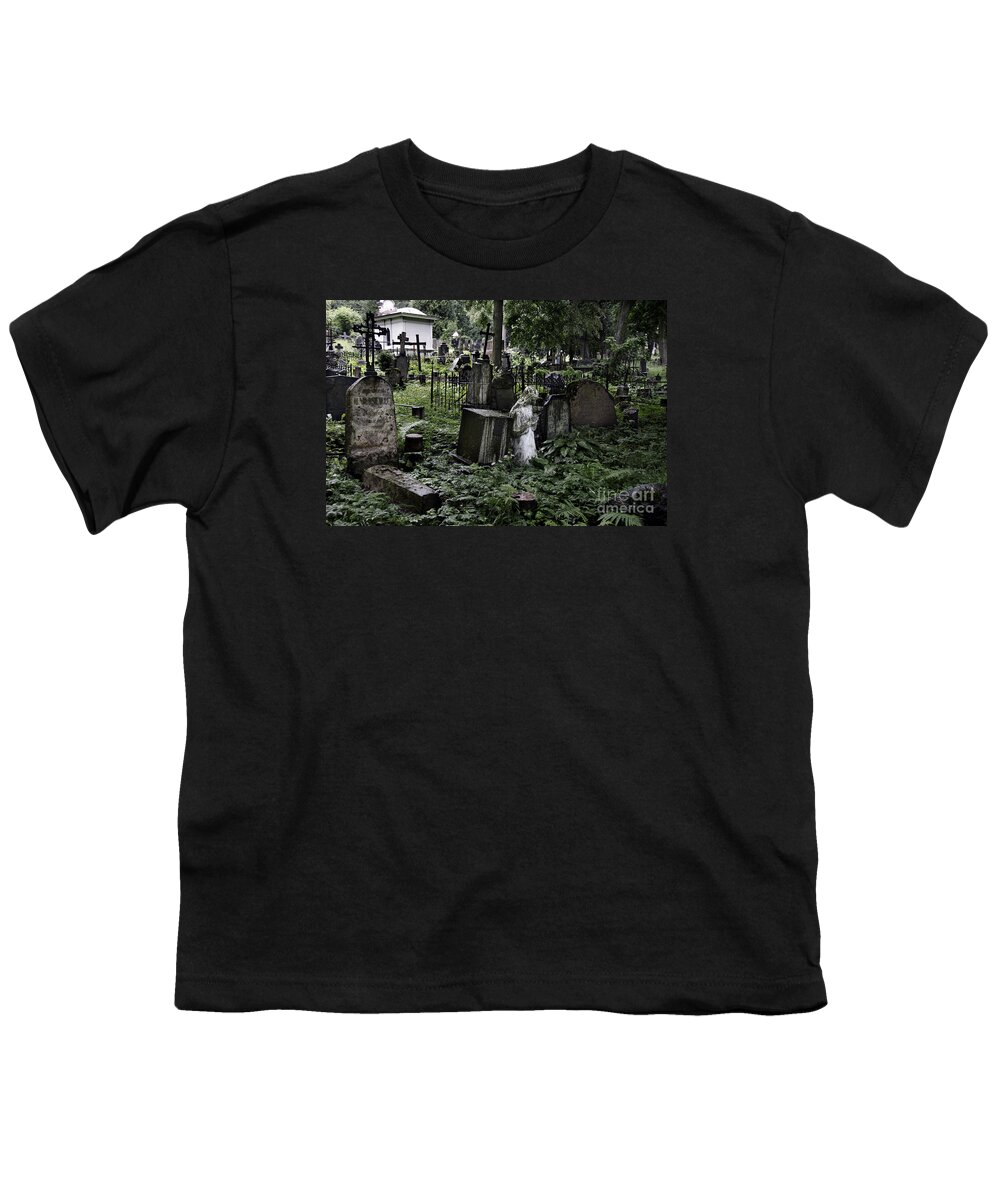Pray Youth T-Shirt featuring the photograph Praying statue in the old cemetery by RicardMN Photography
