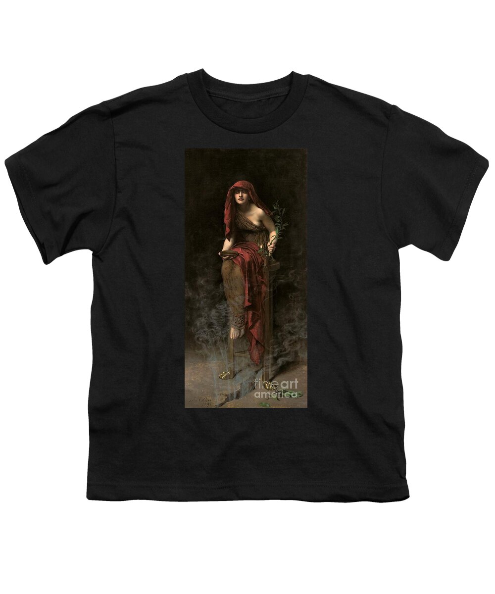 Portrait Youth T-Shirt featuring the painting Priestess of Delphi by John Collier