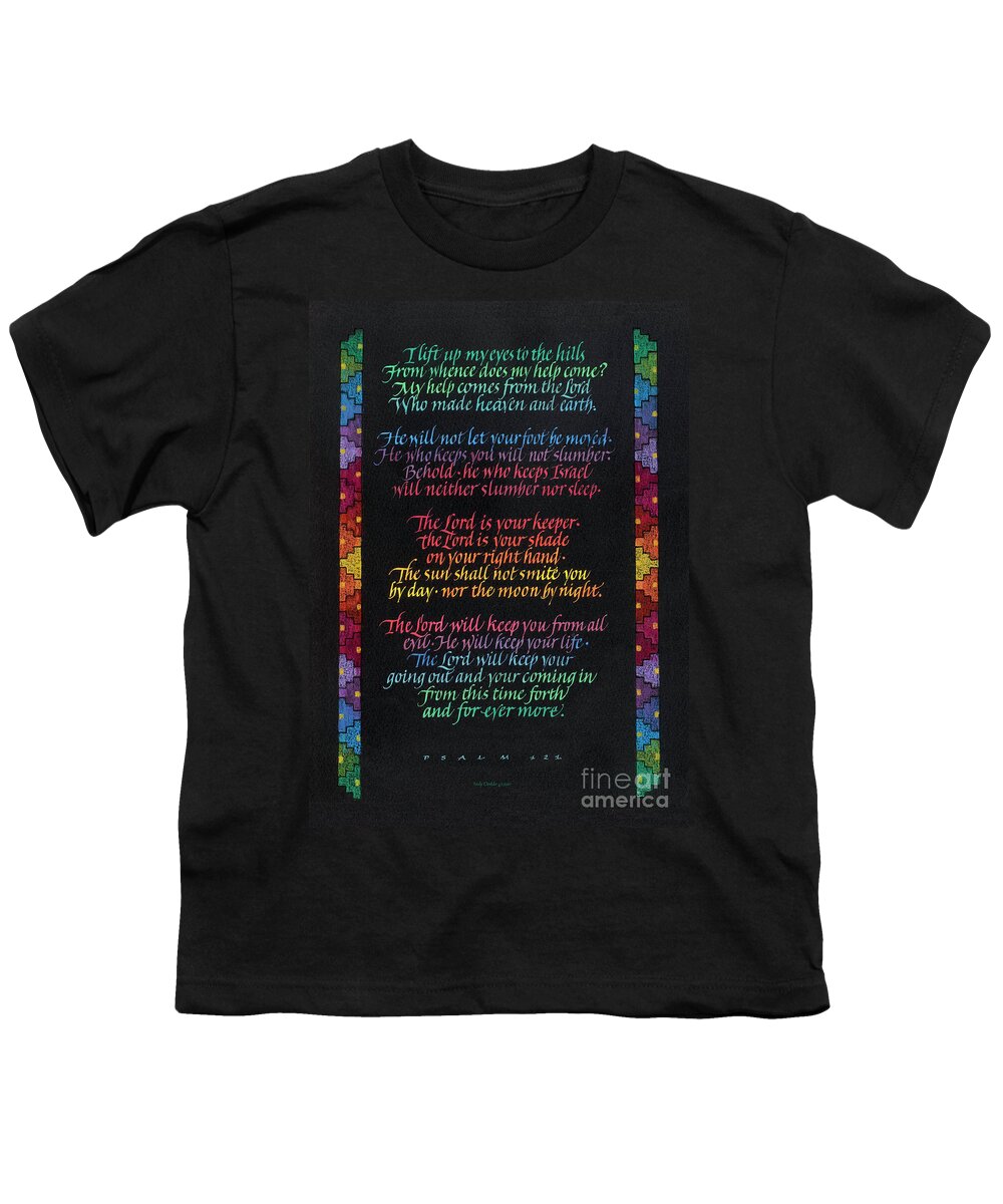 Baptism Gifts Youth T-Shirt featuring the painting Psalm 121 by Judy Dodds
