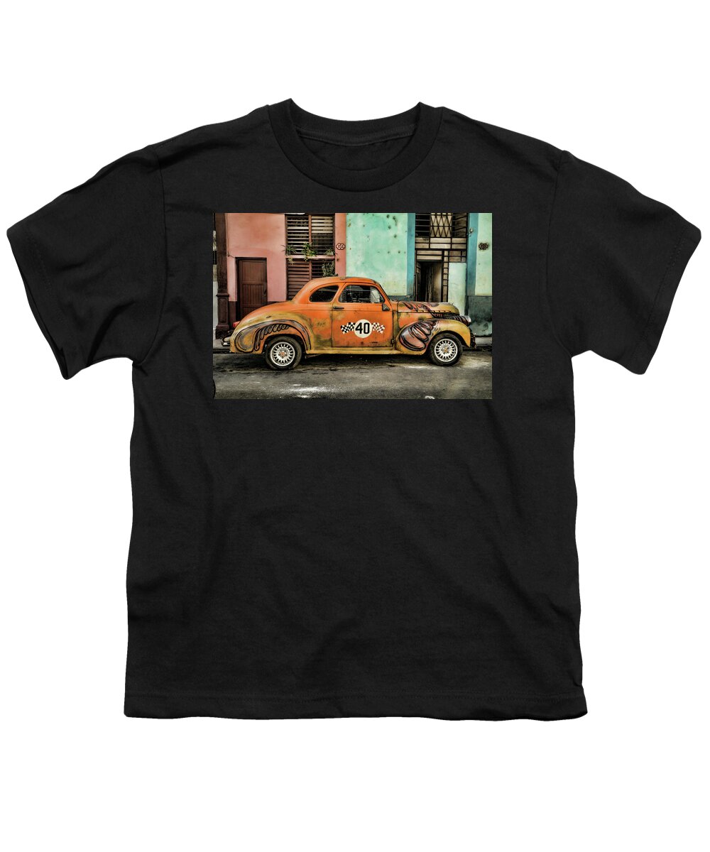 Cuba Youth T-Shirt featuring the photograph Psychedelic Cuba by Mary Buck