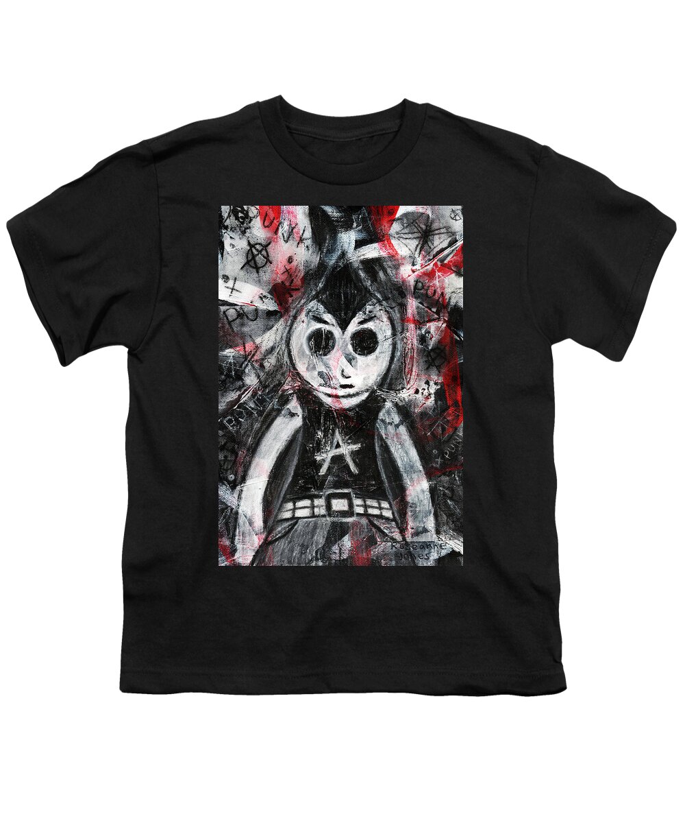 Punk Youth T-Shirt featuring the mixed media Punk Rock Pete by Roseanne Jones