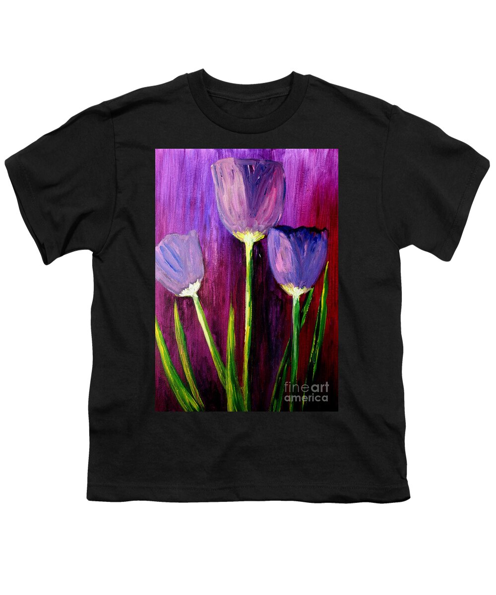 Flower Youth T-Shirt featuring the painting Purely Purple by Julie Lueders 
