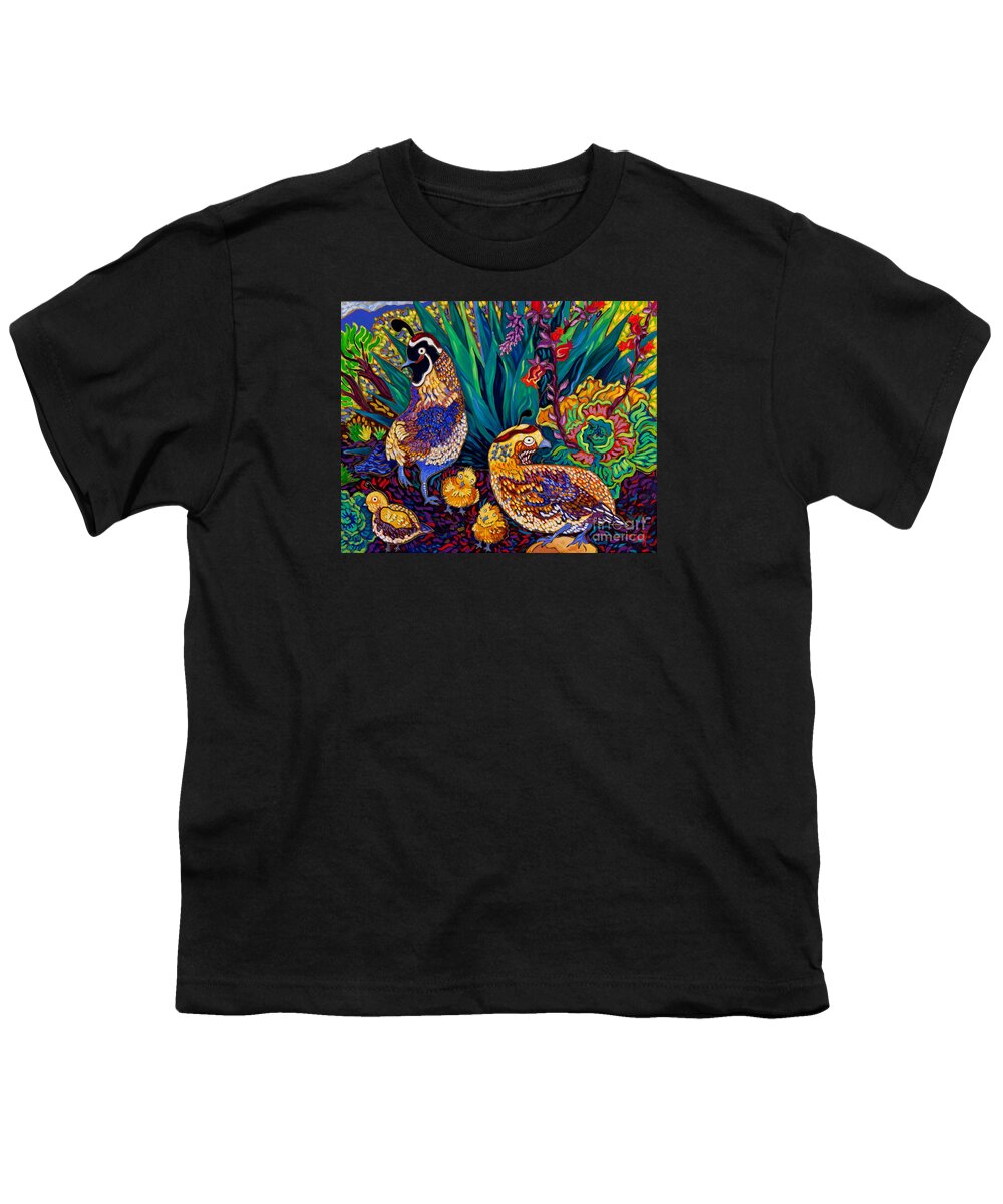 Succulent Youth T-Shirt featuring the painting Quail Family by Cathy Carey