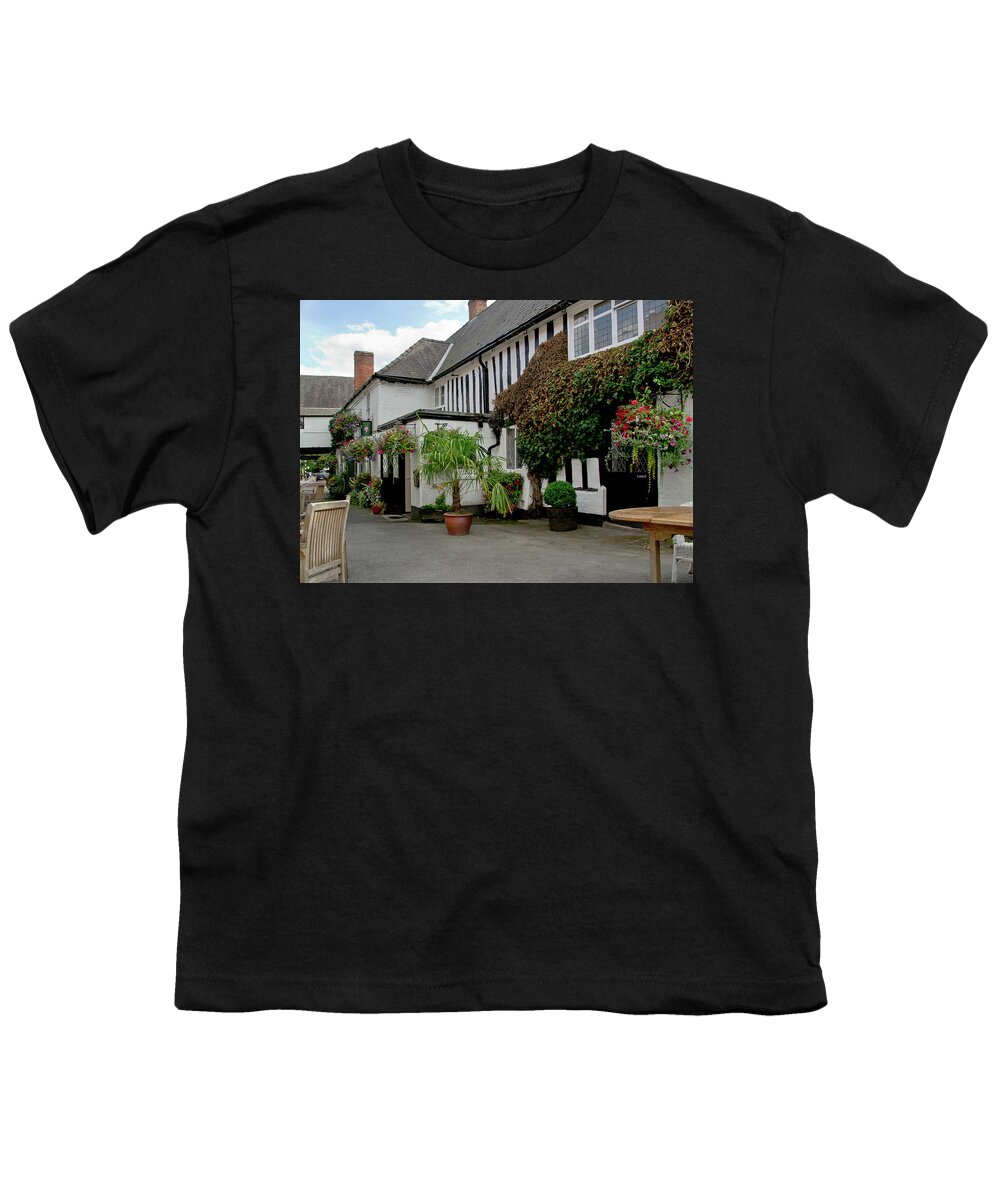 White House Youth T-Shirt featuring the photograph Quiet street with flowers on walls. by Elena Perelman
