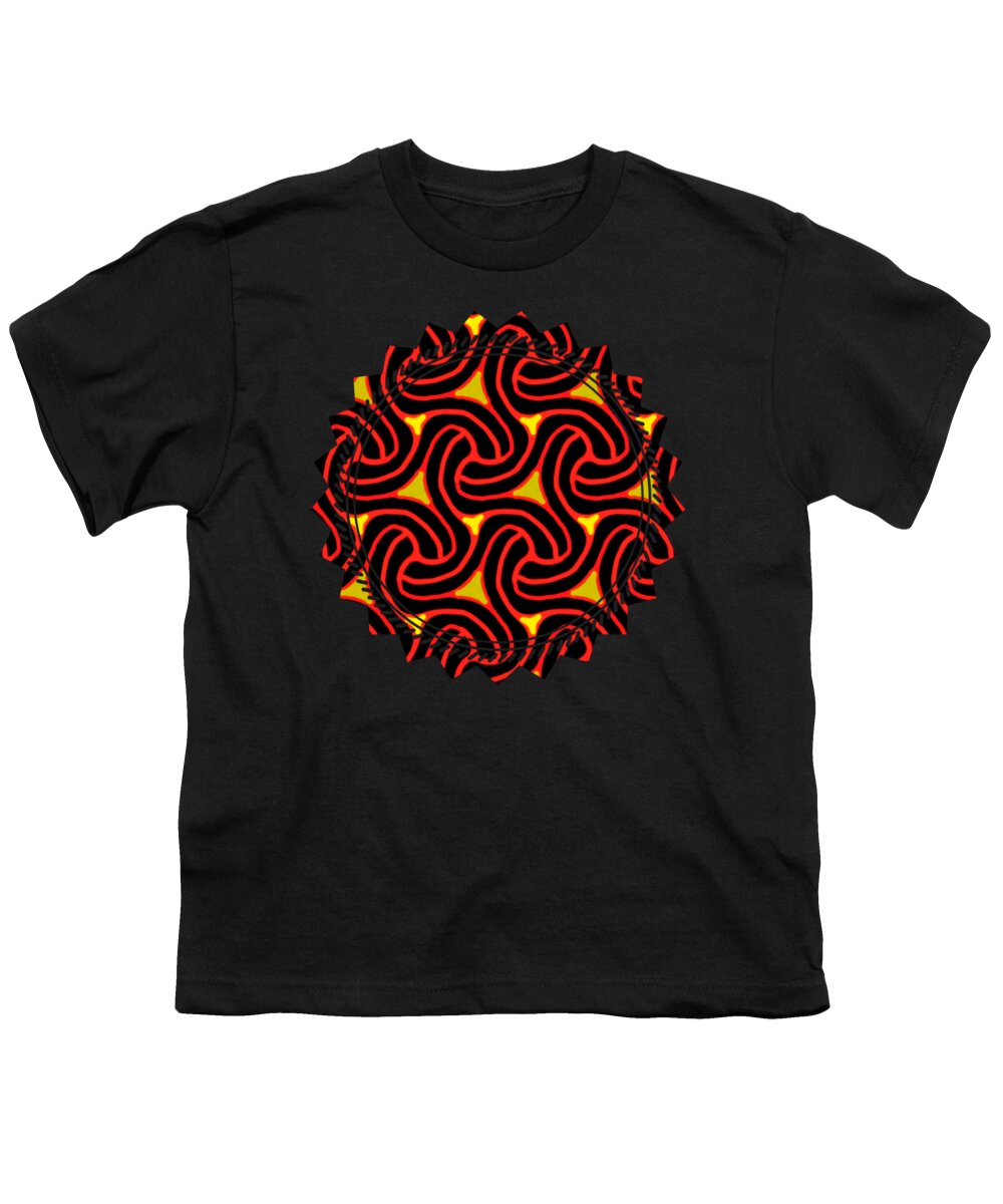 Red Youth T-Shirt featuring the digital art Red and Black Knot Pattern by Becky Herrera