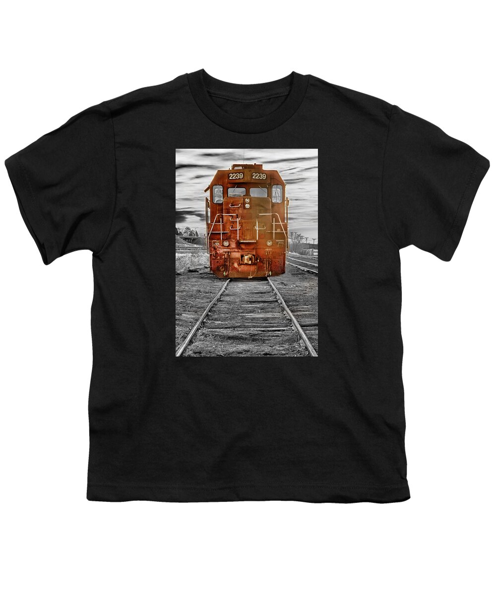 Railroad Youth T-Shirt featuring the photograph Red Locomotive by James BO Insogna