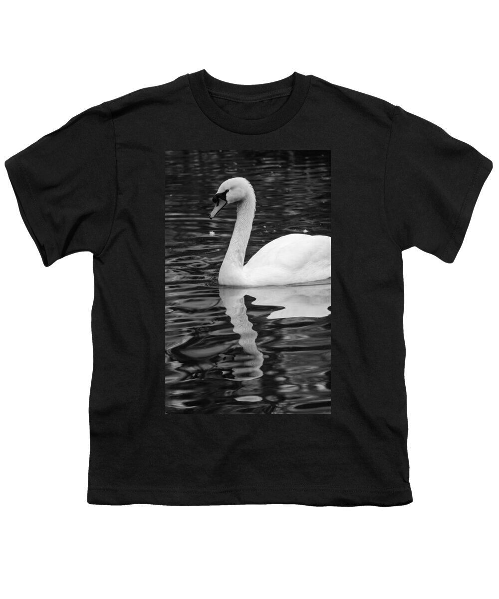 Lake Youth T-Shirt featuring the photograph Reflection of a white swan by AM FineArtPrints