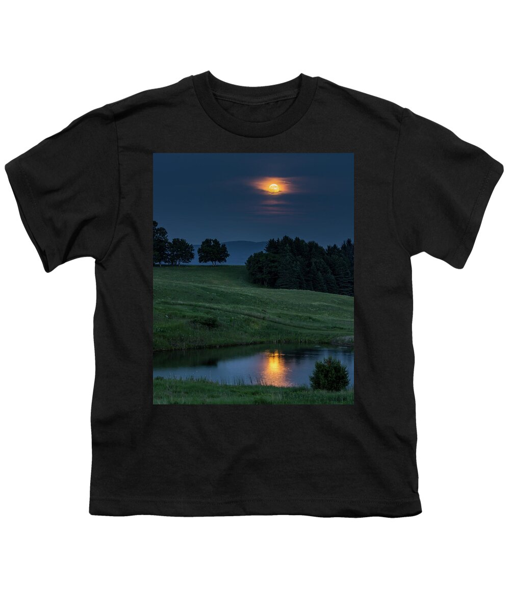 Moon Youth T-Shirt featuring the photograph Reflection on the Summer Solstice Full Moon by Tim Kirchoff