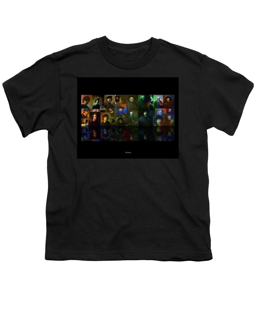 Postmodernism Youth T-Shirt featuring the digital art Rembrandt and Colors by van Gogh by David Bridburg