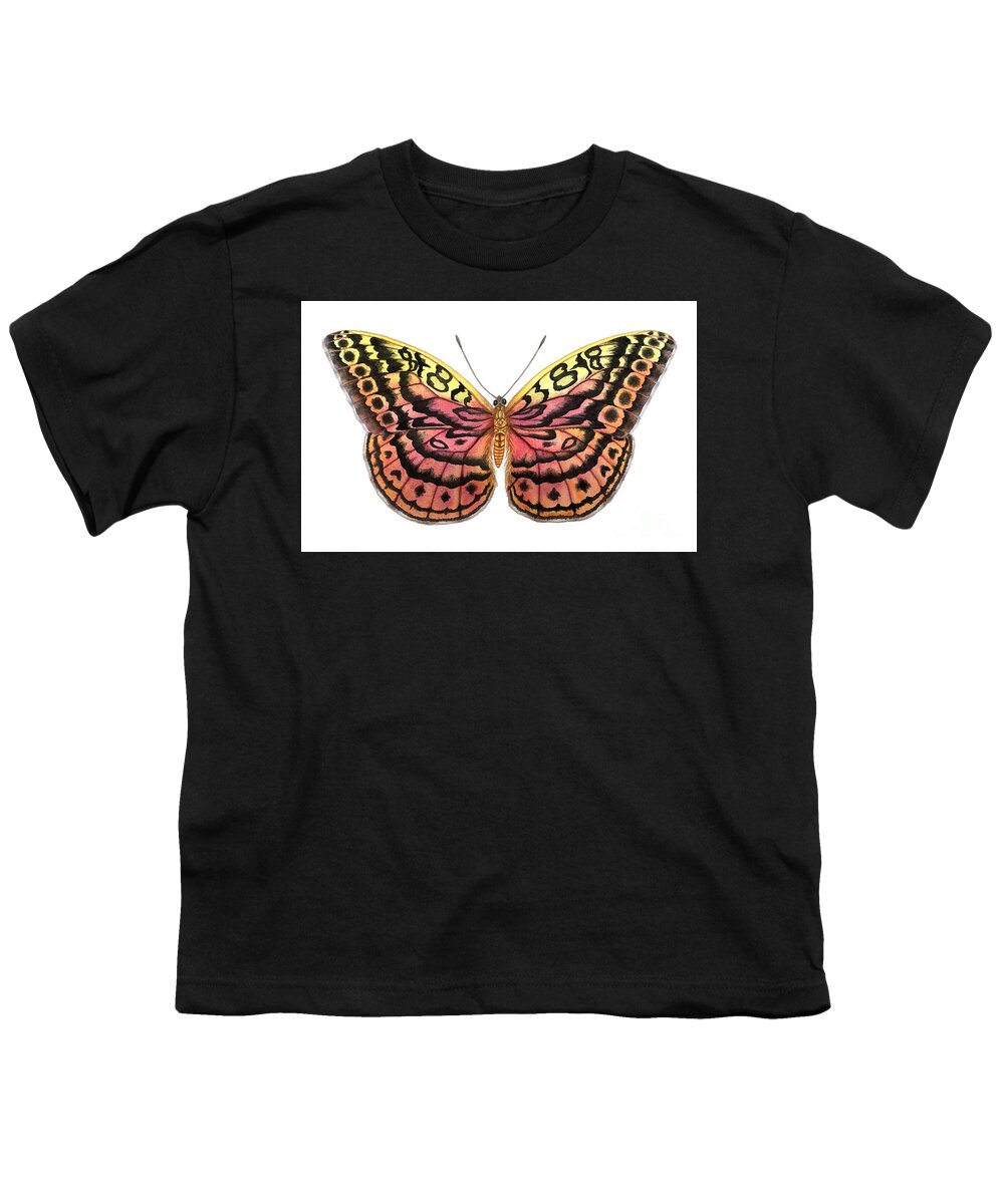 Butterfly Youth T-Shirt featuring the painting Resplendent Forester Butterfly by Lucy Arnold