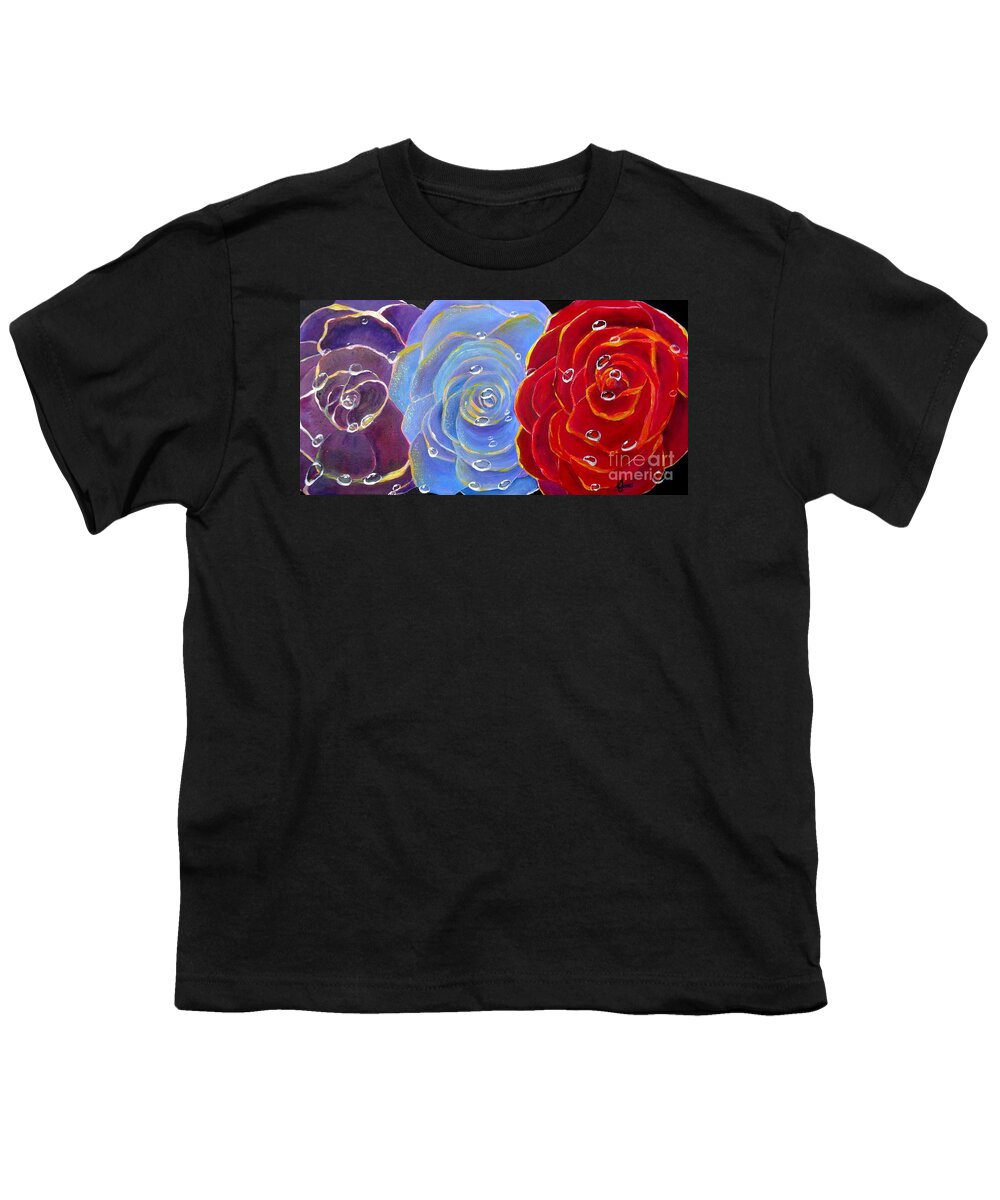 Rose Youth T-Shirt featuring the painting Rose Medley by Karen Jane Jones