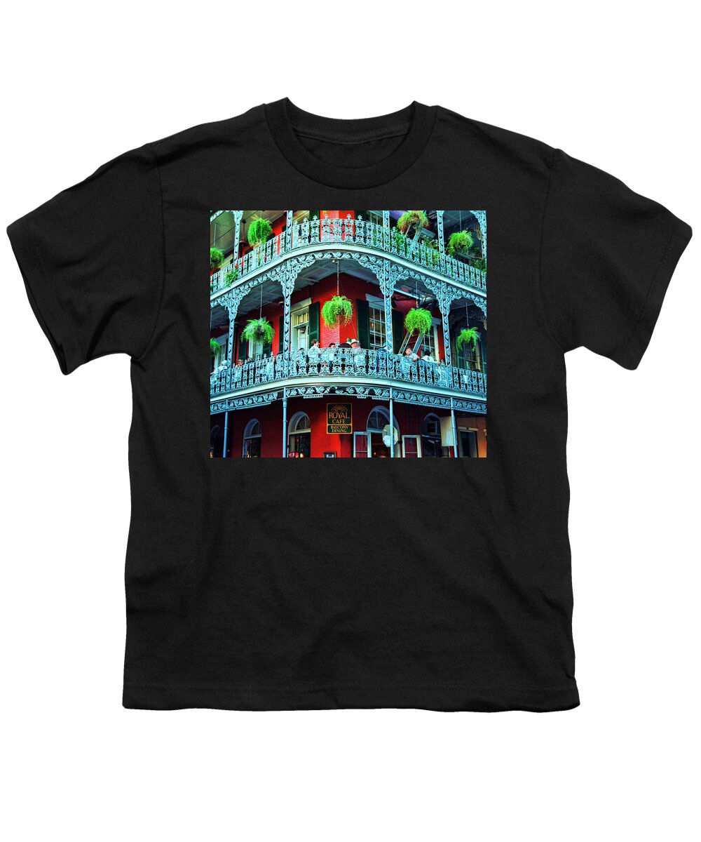Royal Cafe Youth T-Shirt featuring the photograph Royal Cafe Balcony Dining by Allen Beatty