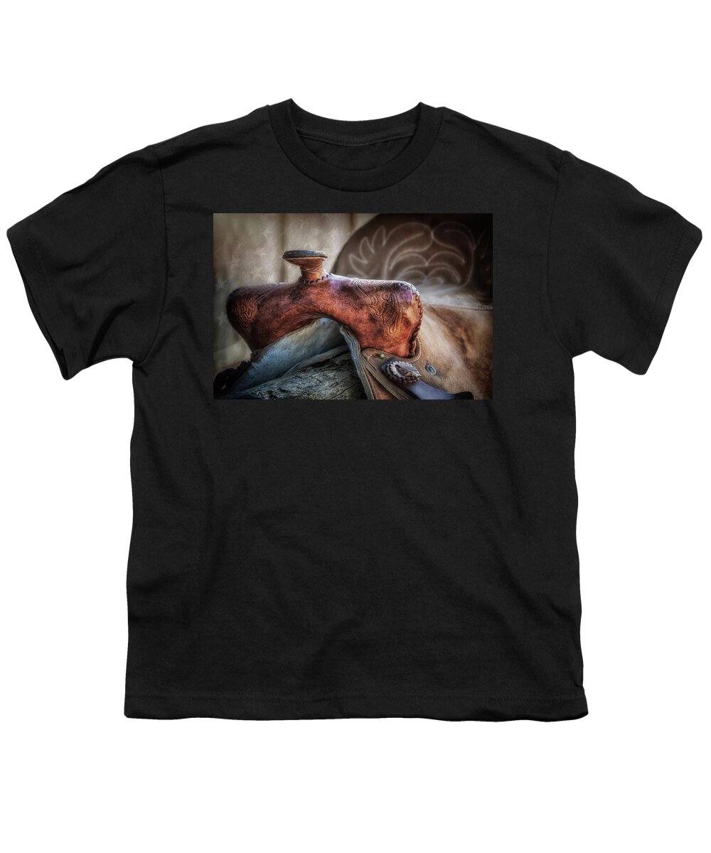 Art Youth T-Shirt featuring the photograph Saddle Up Still Life II by Tom Mc Nemar