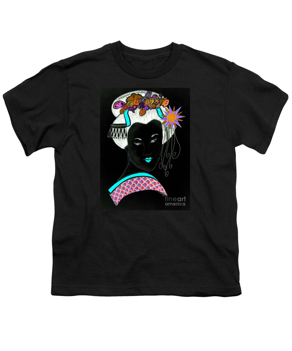 Geisha Youth T-Shirt featuring the digital art Sayaka -- Negative Version 1 by Jayne Somogy