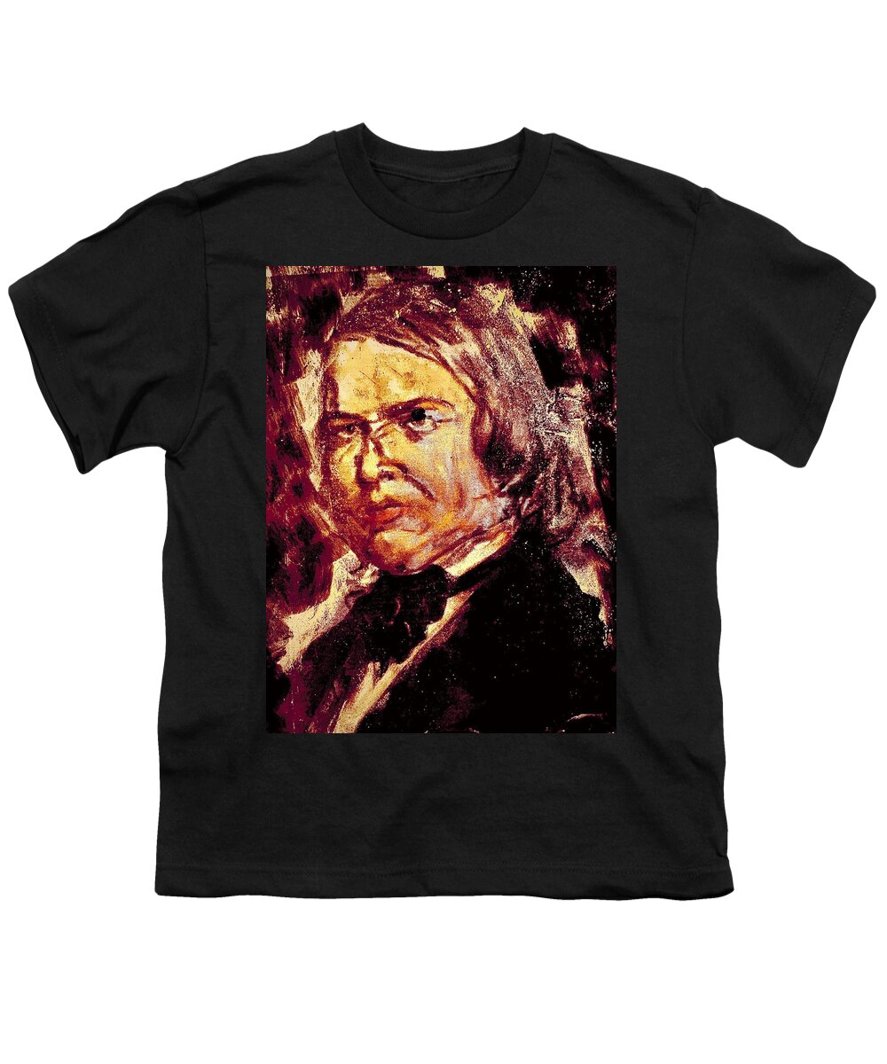 Schumann Youth T-Shirt featuring the drawing Schumann by Bencasso Barnesquiat