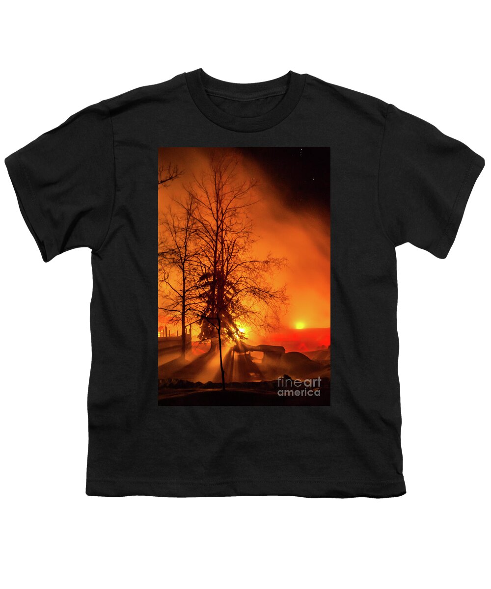 Alaska Youth T-Shirt featuring the photograph Shadows in Orange Fog by George Lehmann