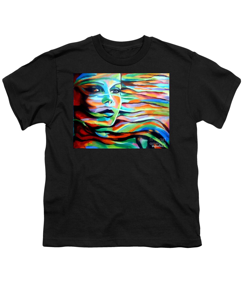 Contemporary Art Youth T-Shirt featuring the painting Sheltered by the wind by Helena Wierzbicki