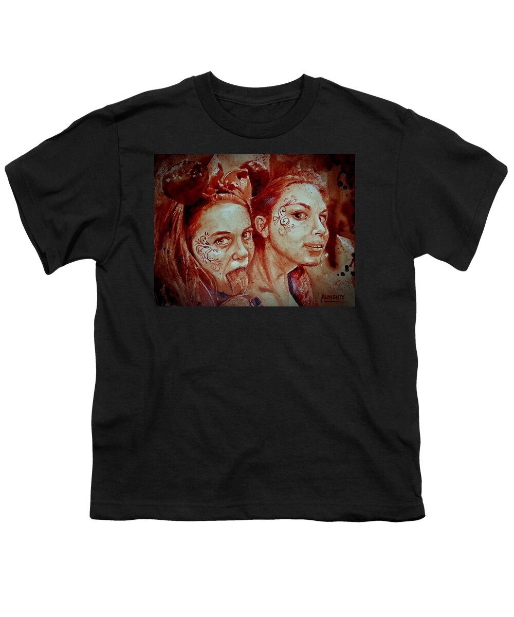 Sisters Youth T-Shirt featuring the painting Sisters by Ryan Almighty