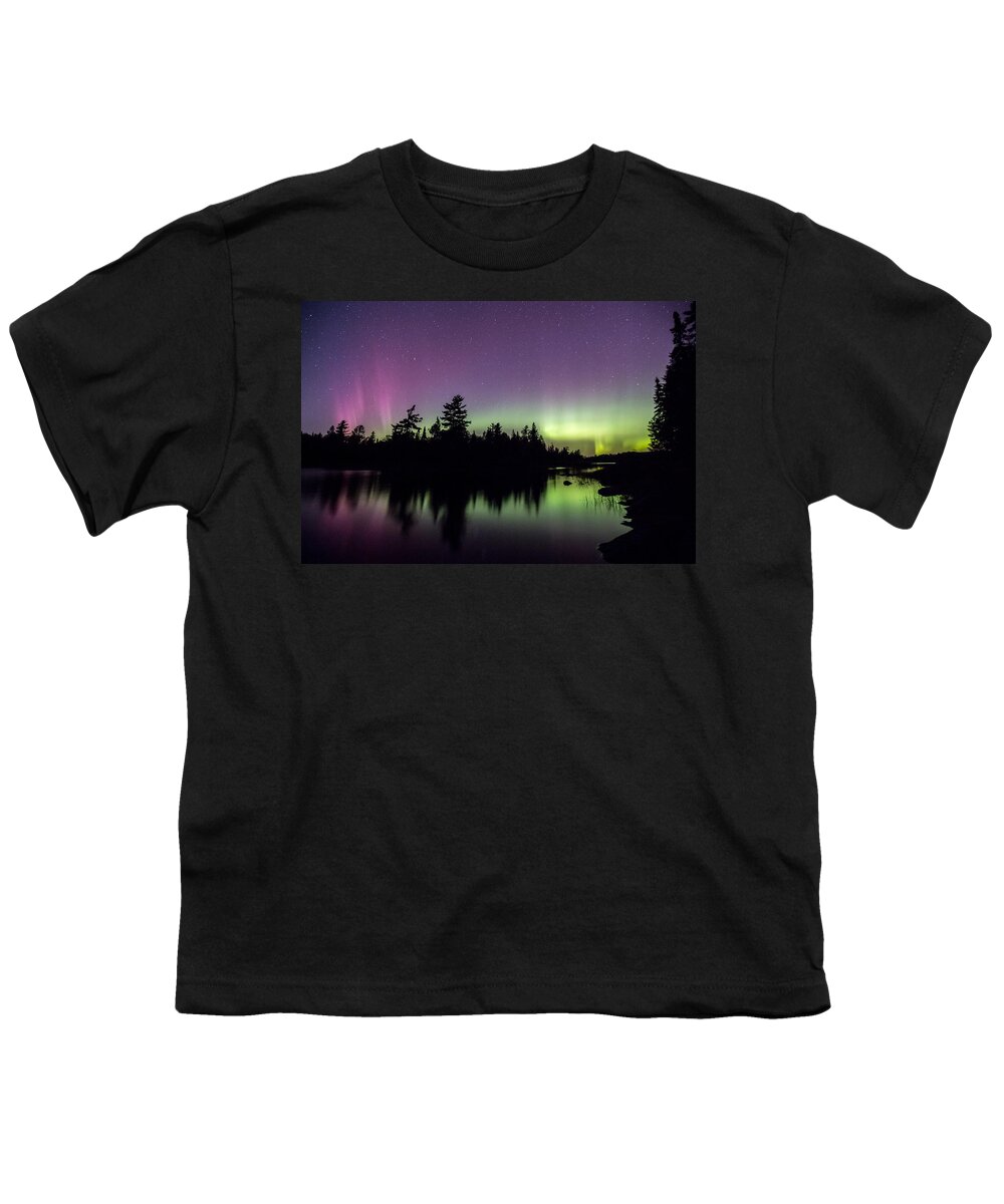 Boundary Waters Youth T-Shirt featuring the photograph Sky Aglow by Paul Schultz