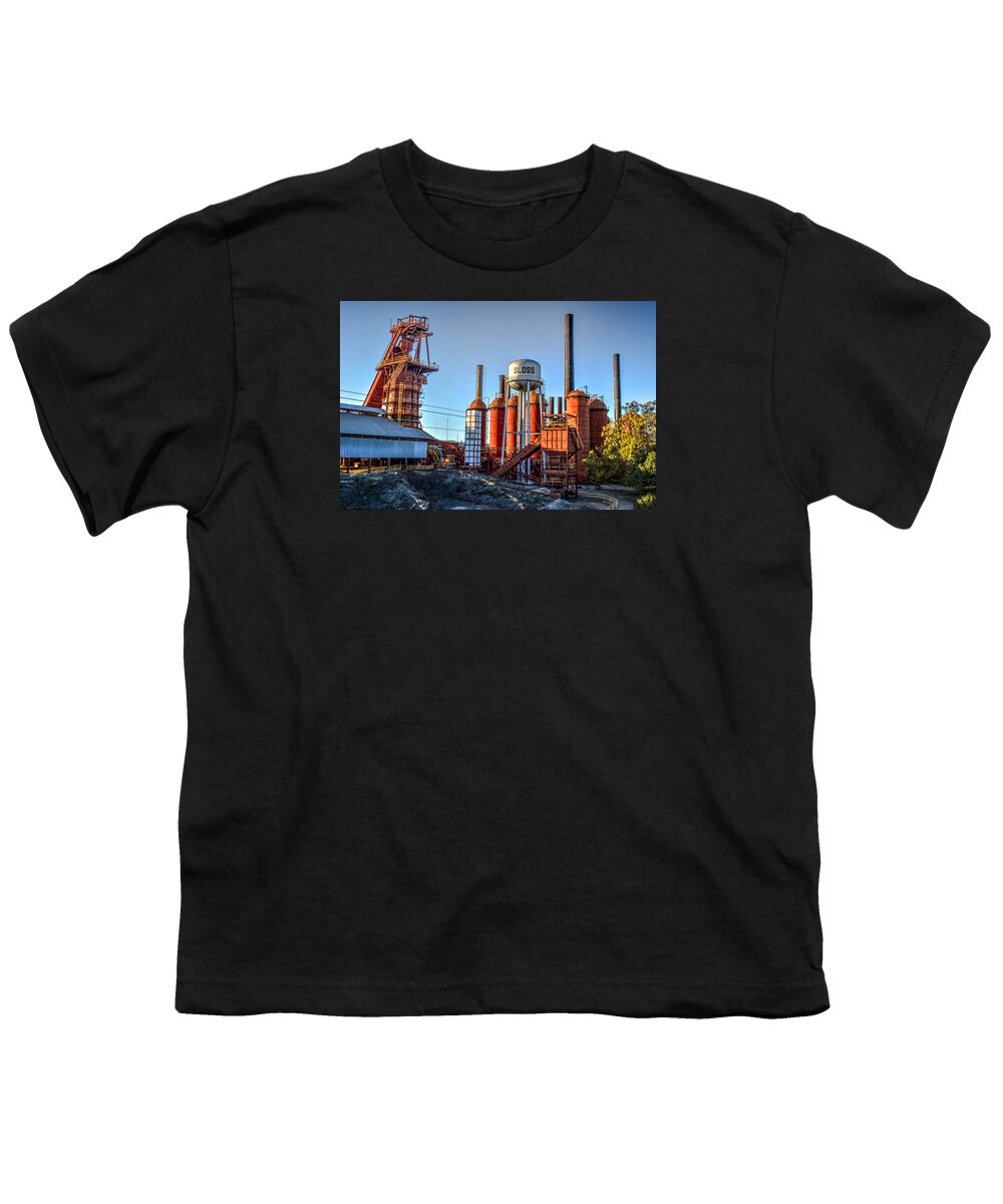 Birmingham Youth T-Shirt featuring the photograph Sloss Furnace in Birmingham Alabama by Michael Thomas