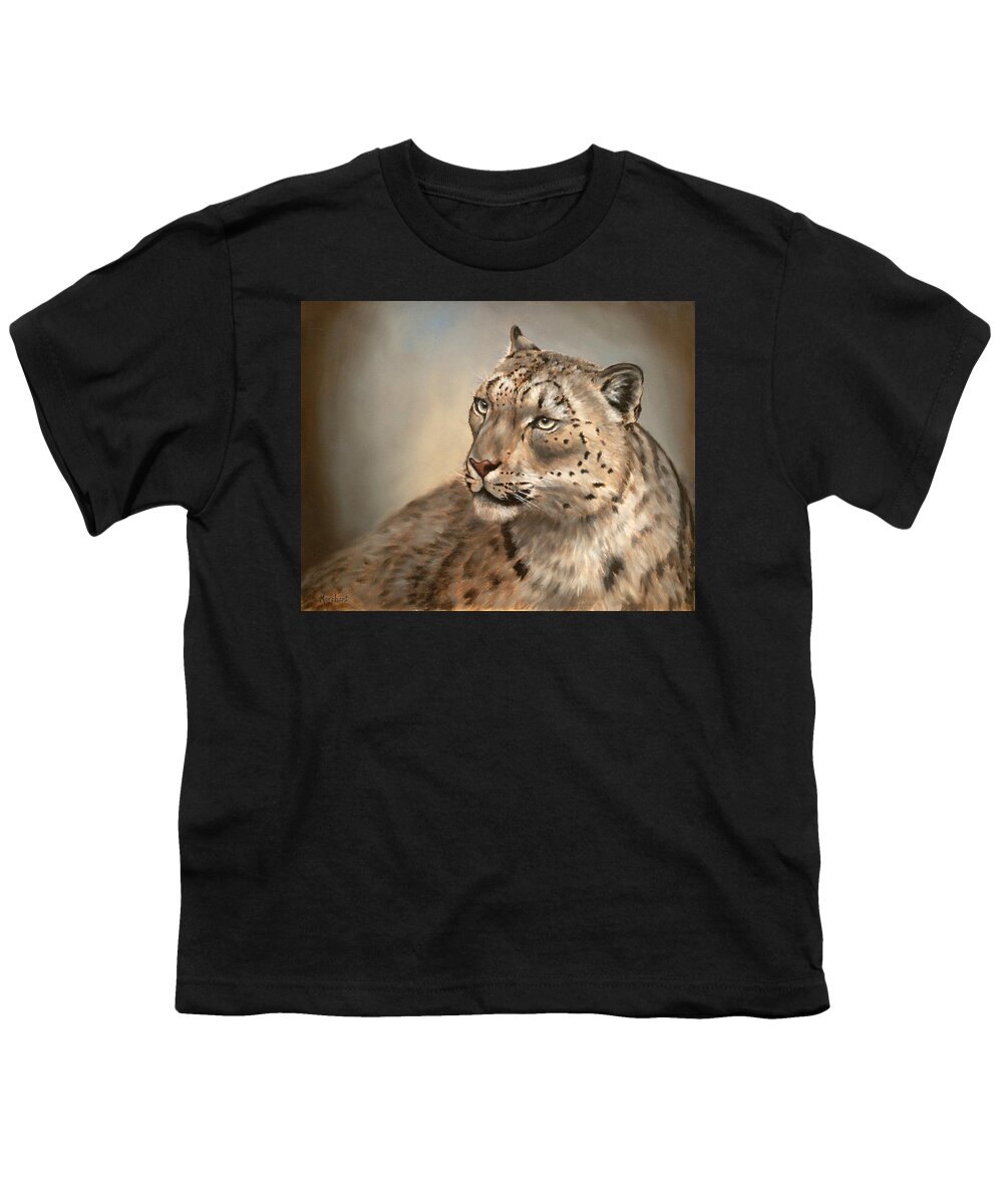 Oil Youth T-Shirt featuring the painting Snow Leopard by Linda Merchant