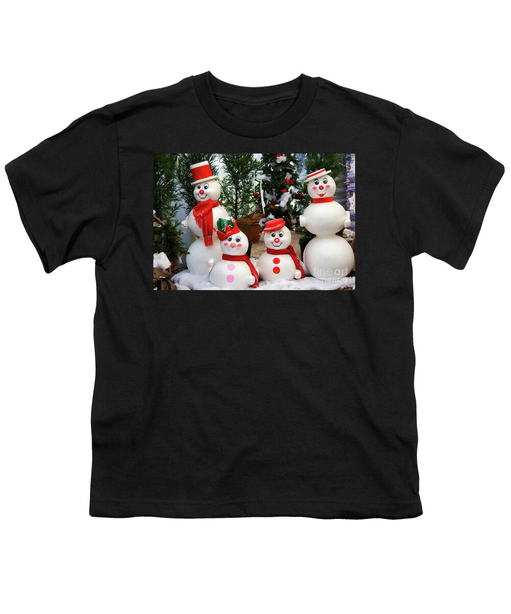 Snowman Youth T-Shirt featuring the photograph Snowman Family by Jill Lang
