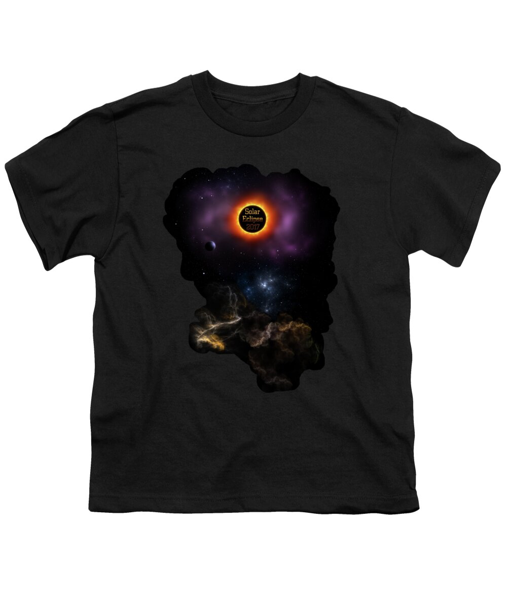 Solar Eclipse Youth T-Shirt featuring the digital art Solar Eclipse 2017 Nebula Bloom by Rolando Burbon