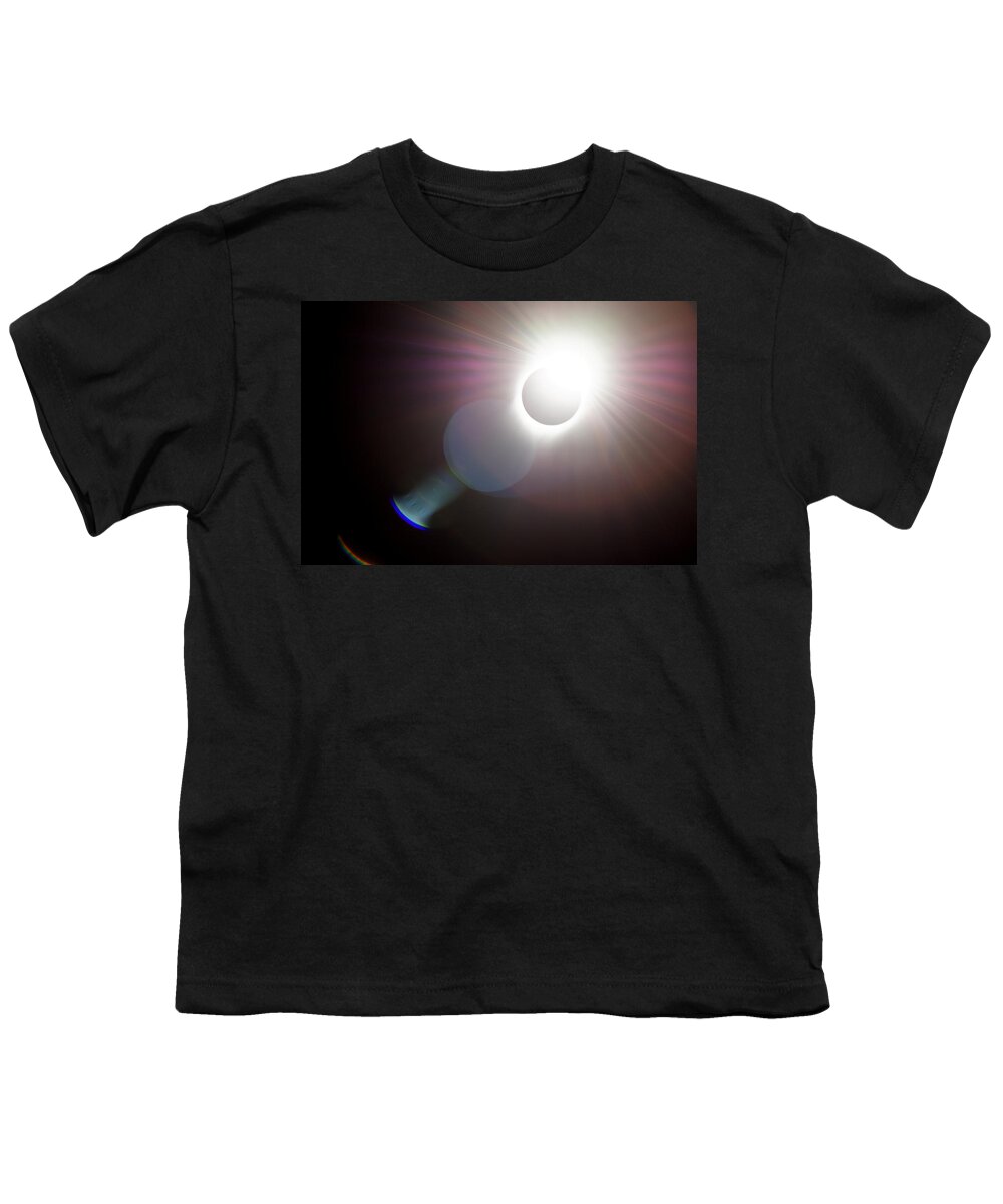 Darin Volpe Nature Youth T-Shirt featuring the photograph Solar Flare -- 2017 Solar Eclipse in Independence, Oregon by Darin Volpe