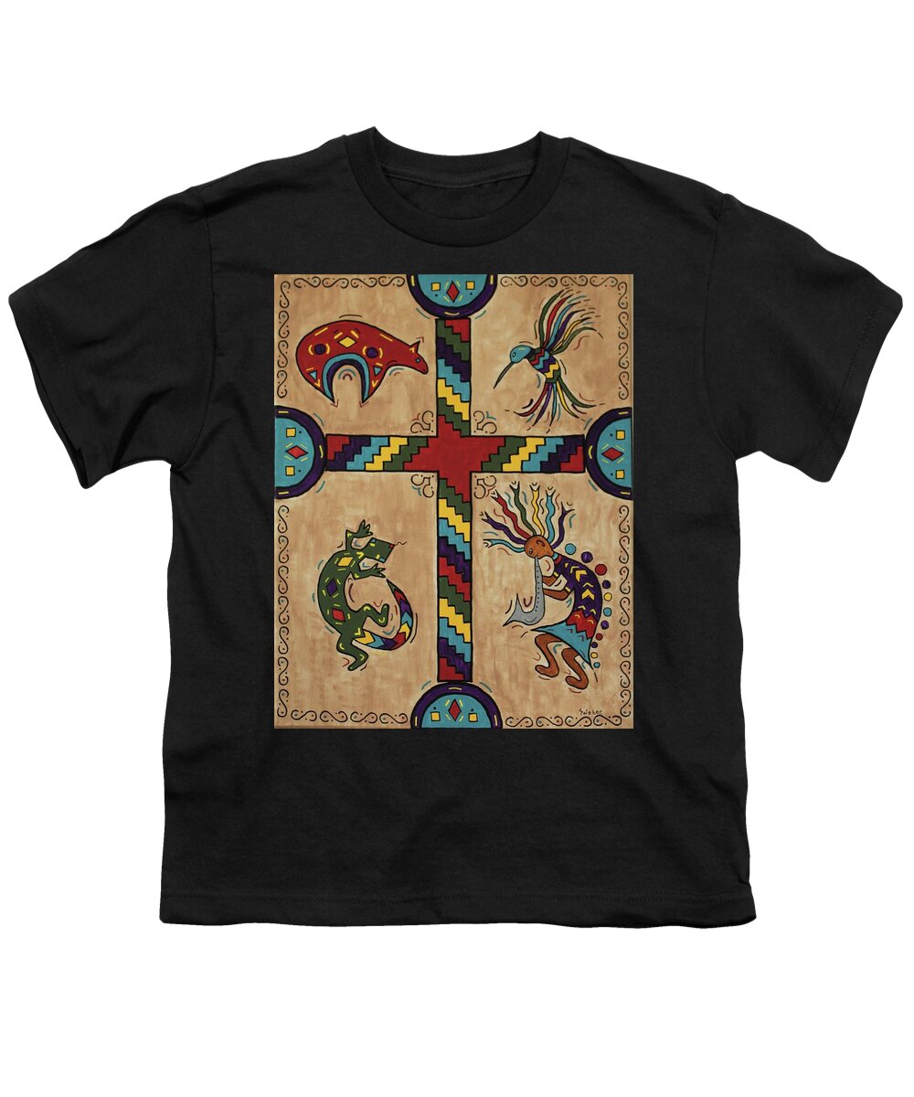 Cross Youth T-Shirt featuring the painting Southwestern Cross by Susie WEBER