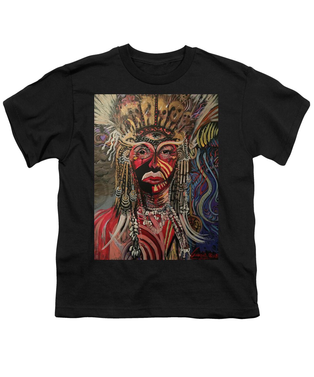 New Orleans Youth T-Shirt featuring the painting Spirit Portrait by Amzie Adams
