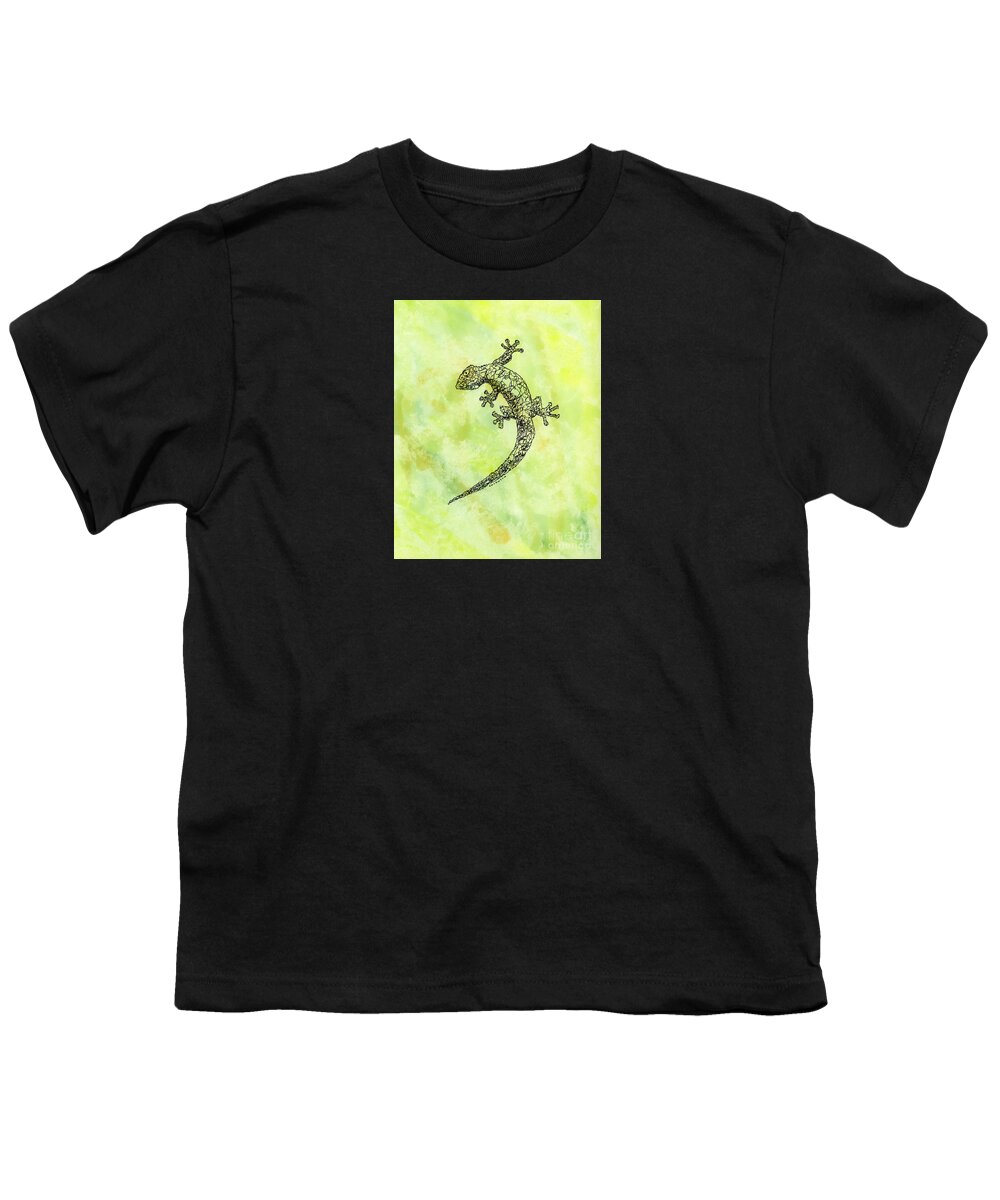 Gecko Youth T-Shirt featuring the painting Squiggle Gecko by Diane Thornton