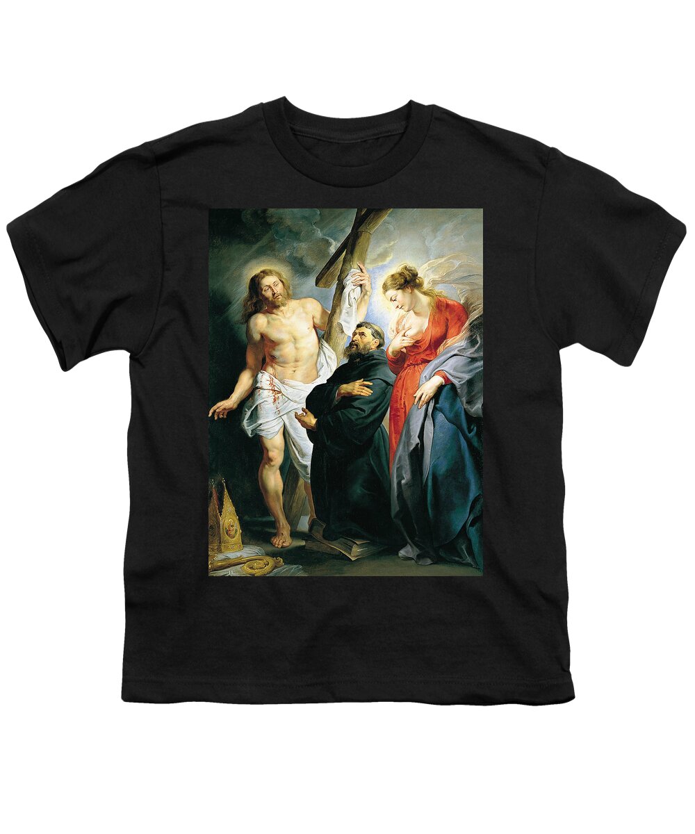 Flemish Painters Youth T-Shirt featuring the painting St. Augustine between Christ and the Virgin by Peter Paul Rubens