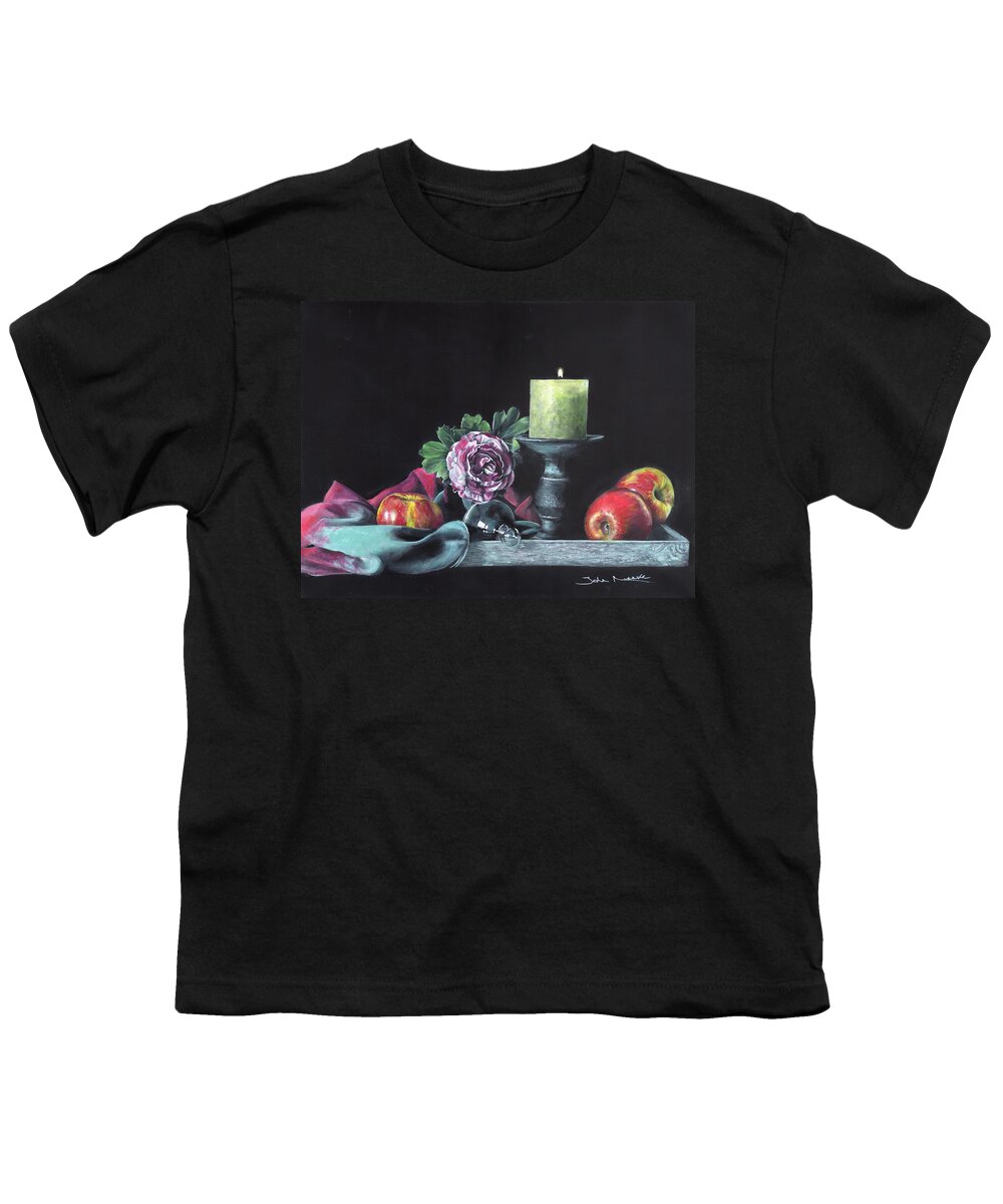 Still Life Youth T-Shirt featuring the painting Still life with candle by John Neeve