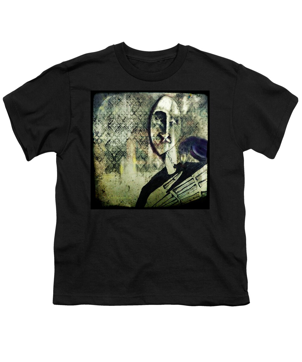 Raven Youth T-Shirt featuring the digital art Stop Talking by Delight Worthyn