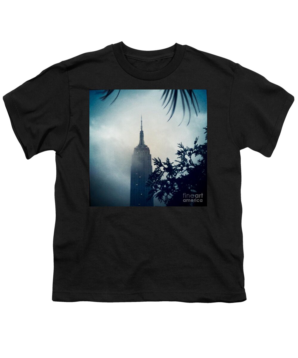 Empire State Building Youth T-Shirt featuring the photograph Stormy Skies by Denise Railey