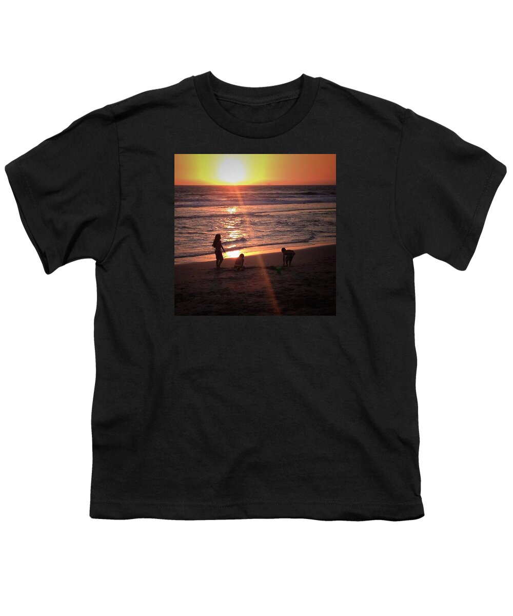 Jeremy Smiljanich Youth T-Shirt featuring the photograph Sunset Sandcastle #1 by Leah McPhail