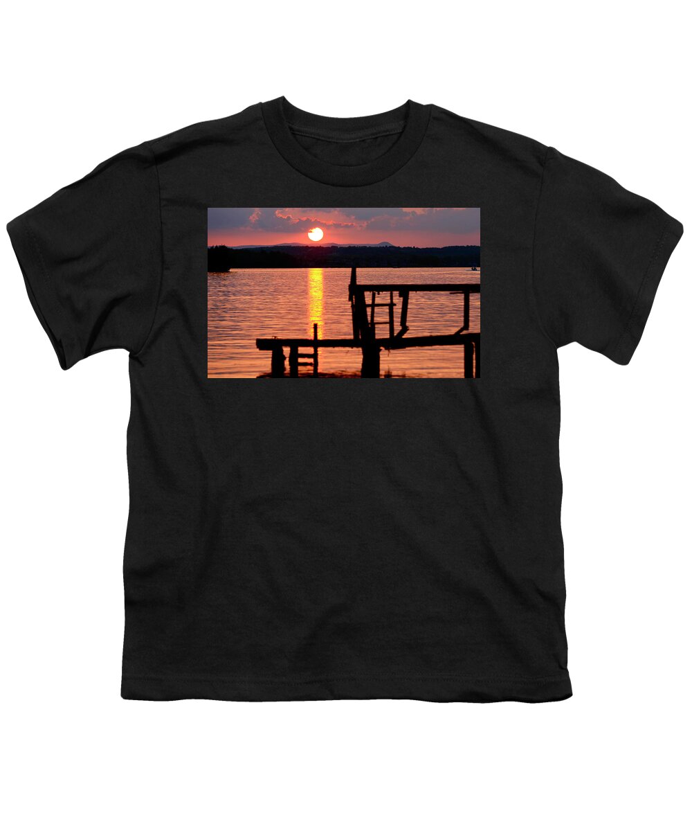 Sml Sunsets Youth T-Shirt featuring the photograph Surreal Smith Mountain Lake Dockside Sunset 2 by The James Roney Collection