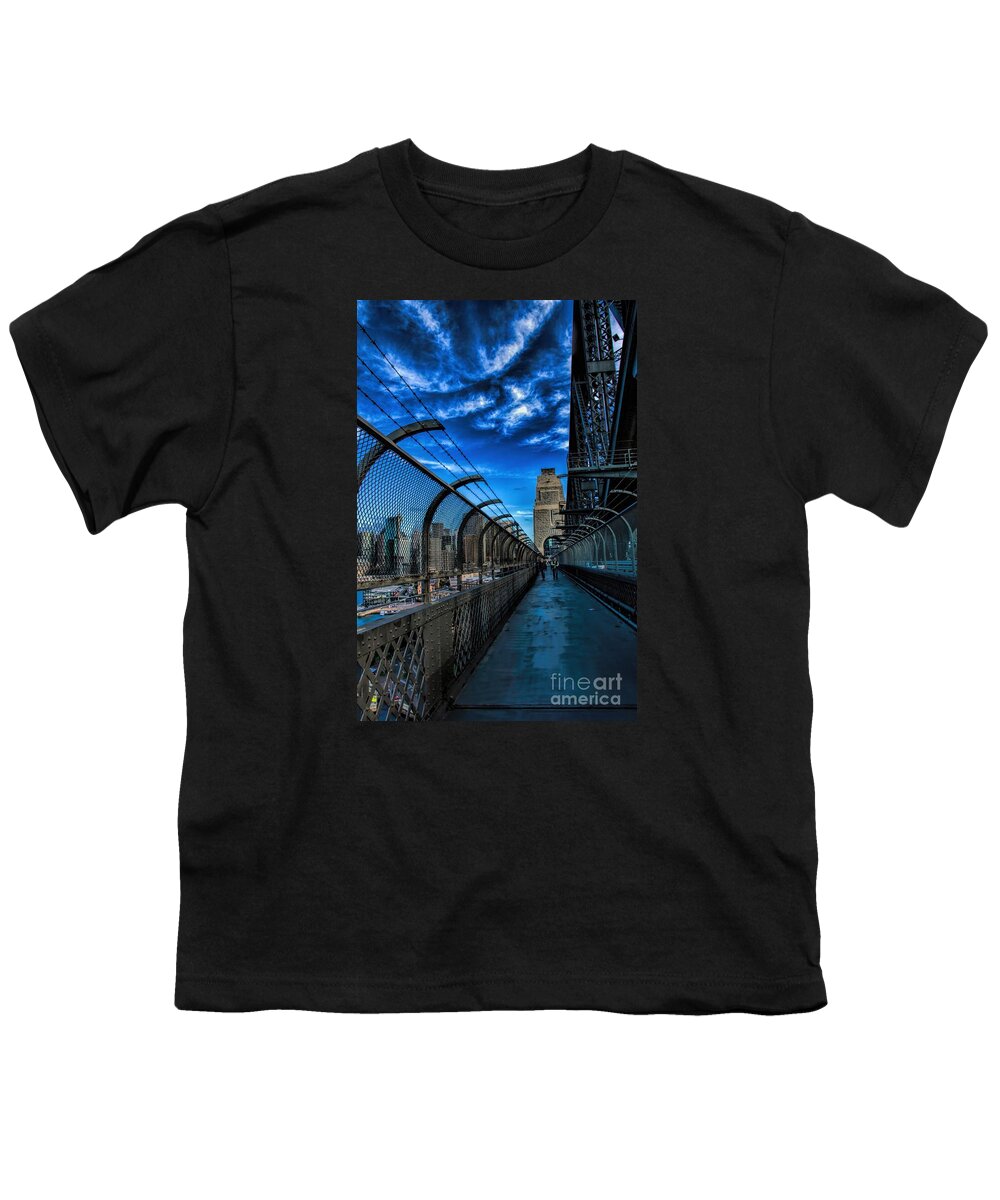 Cityscape Youth T-Shirt featuring the photograph Sydney Harbour Bridge Walkway by Diana Mary Sharpton