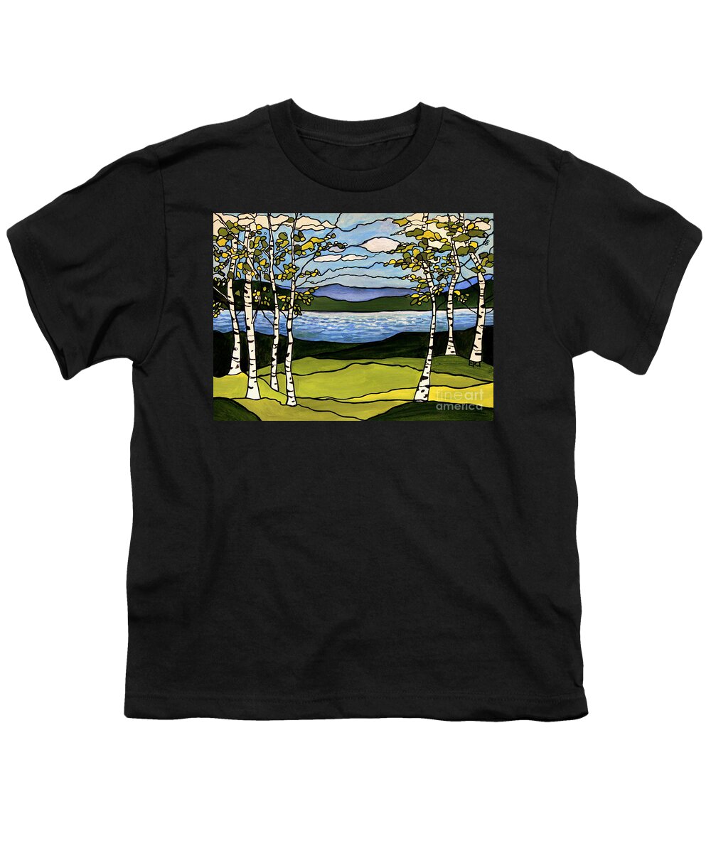 Birch Trees Youth T-Shirt featuring the painting The Birches by Elizabeth Robinette Tyndall
