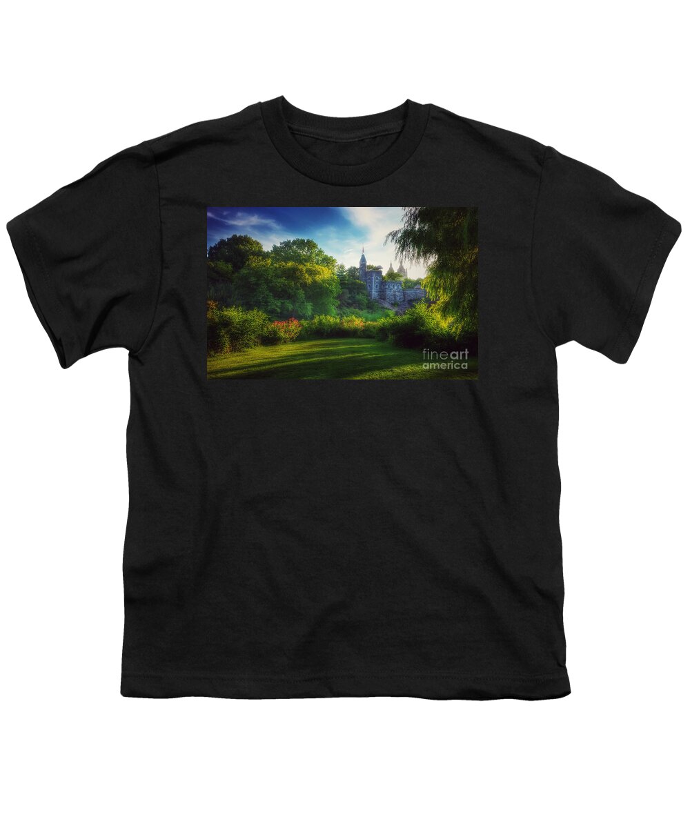 Belvedere Castle Youth T-Shirt featuring the photograph The Enchanted Land - Belvedere Castle Central Park in Summer by Miriam Danar