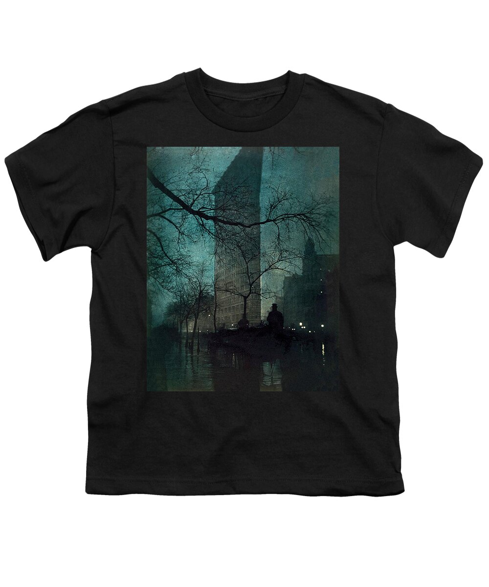 The Flatiron Building Youth T-Shirt featuring the painting The Flatiron Building by Edward Steichen