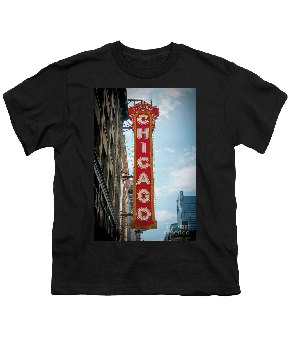 Art Youth T-Shirt featuring the photograph The Iconic Chicago Theater Sign by David Levin