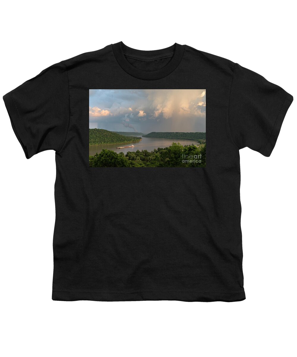 Barge Youth T-Shirt featuring the photograph The Mighty Ohio River - D010399 by Daniel Dempster