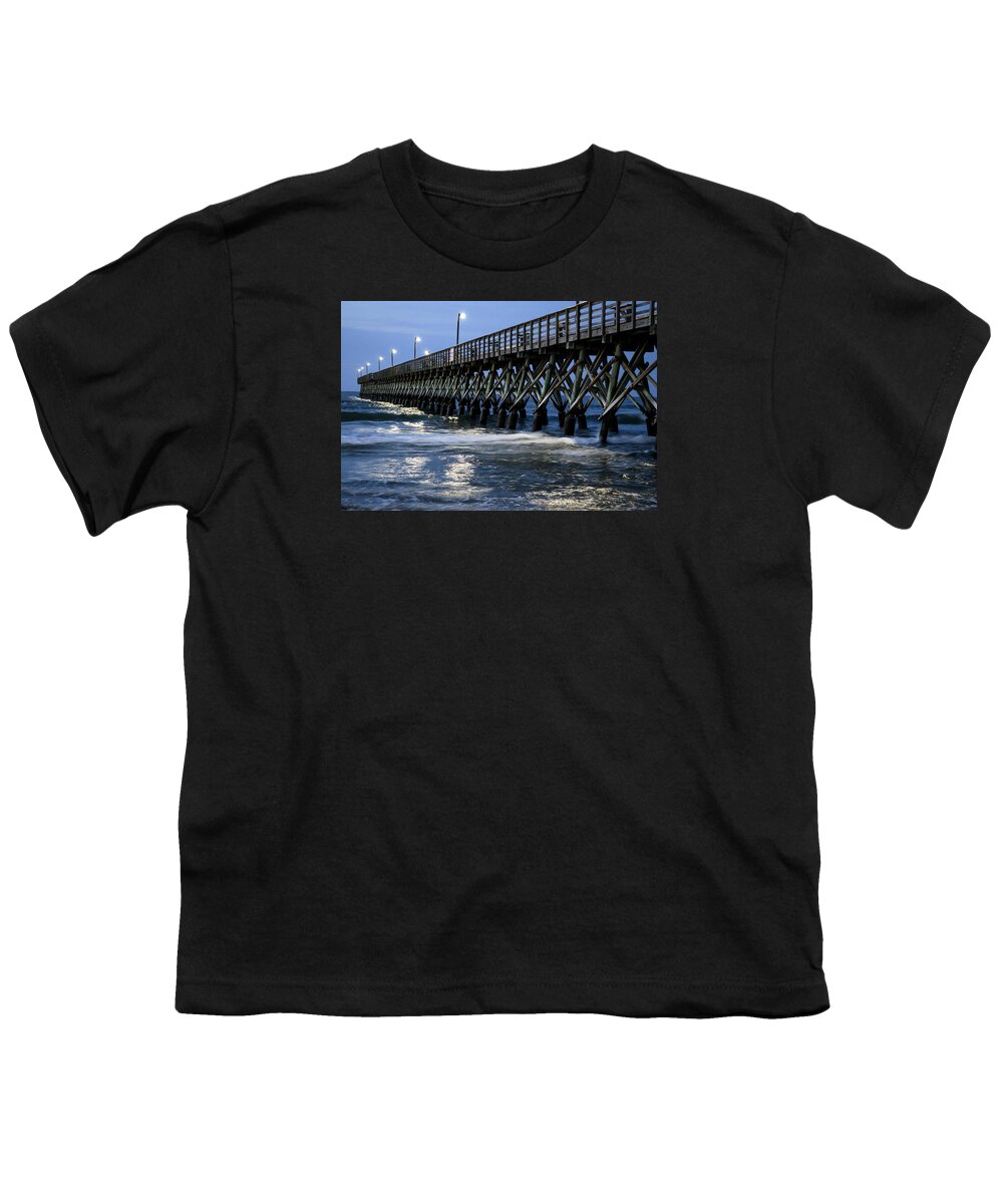 Cherry Grove Youth T-Shirt featuring the photograph The Pier at the Break of Dawn by David Smith