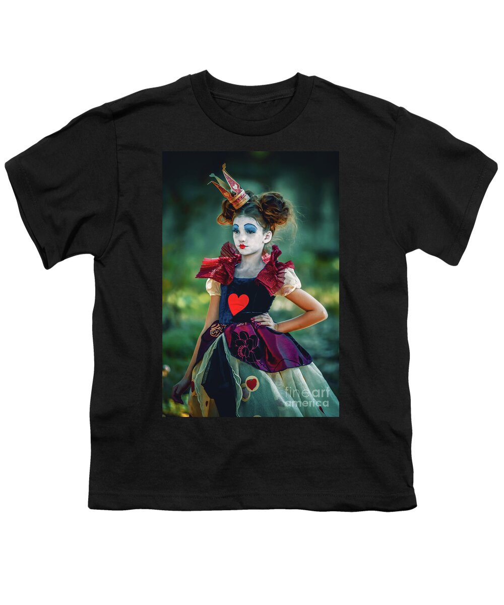 Art Youth T-Shirt featuring the photograph The Queen of Hearts Alice in Wonderland by Dimitar Hristov